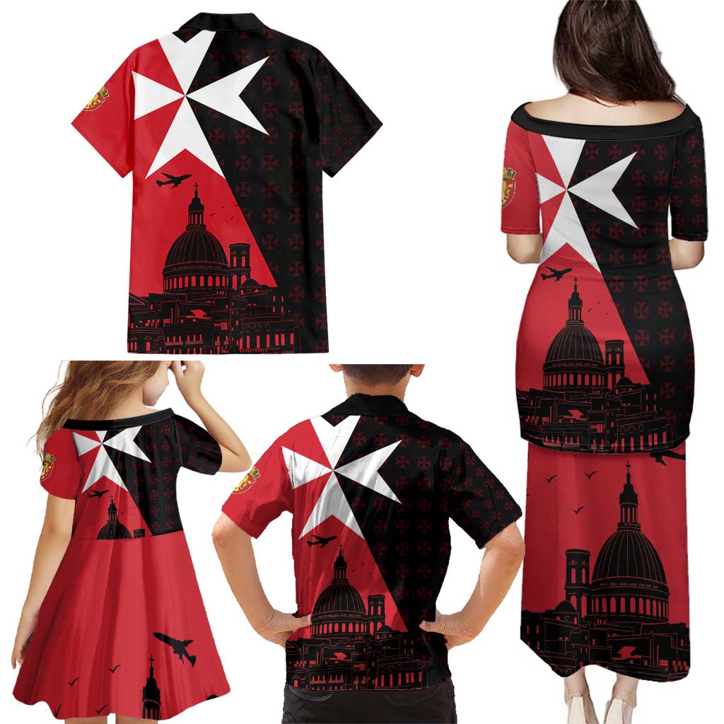 Malta Cross With Valletta Capital Family Matching Puletasi and Hawaiian Shirt Scenery in Velletta Capital
