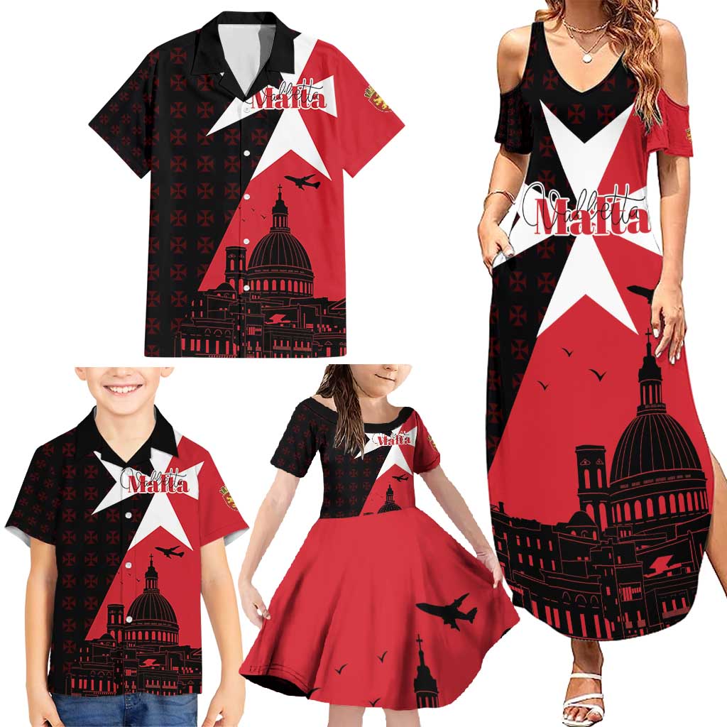 Malta Cross With Valletta Capital Family Matching Summer Maxi Dress and Hawaiian Shirt Scenery in Velletta Capital