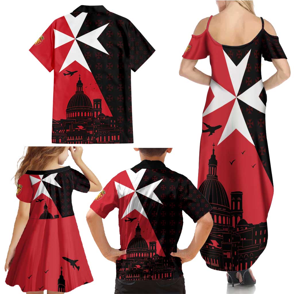 Malta Cross With Valletta Capital Family Matching Summer Maxi Dress and Hawaiian Shirt Scenery in Velletta Capital