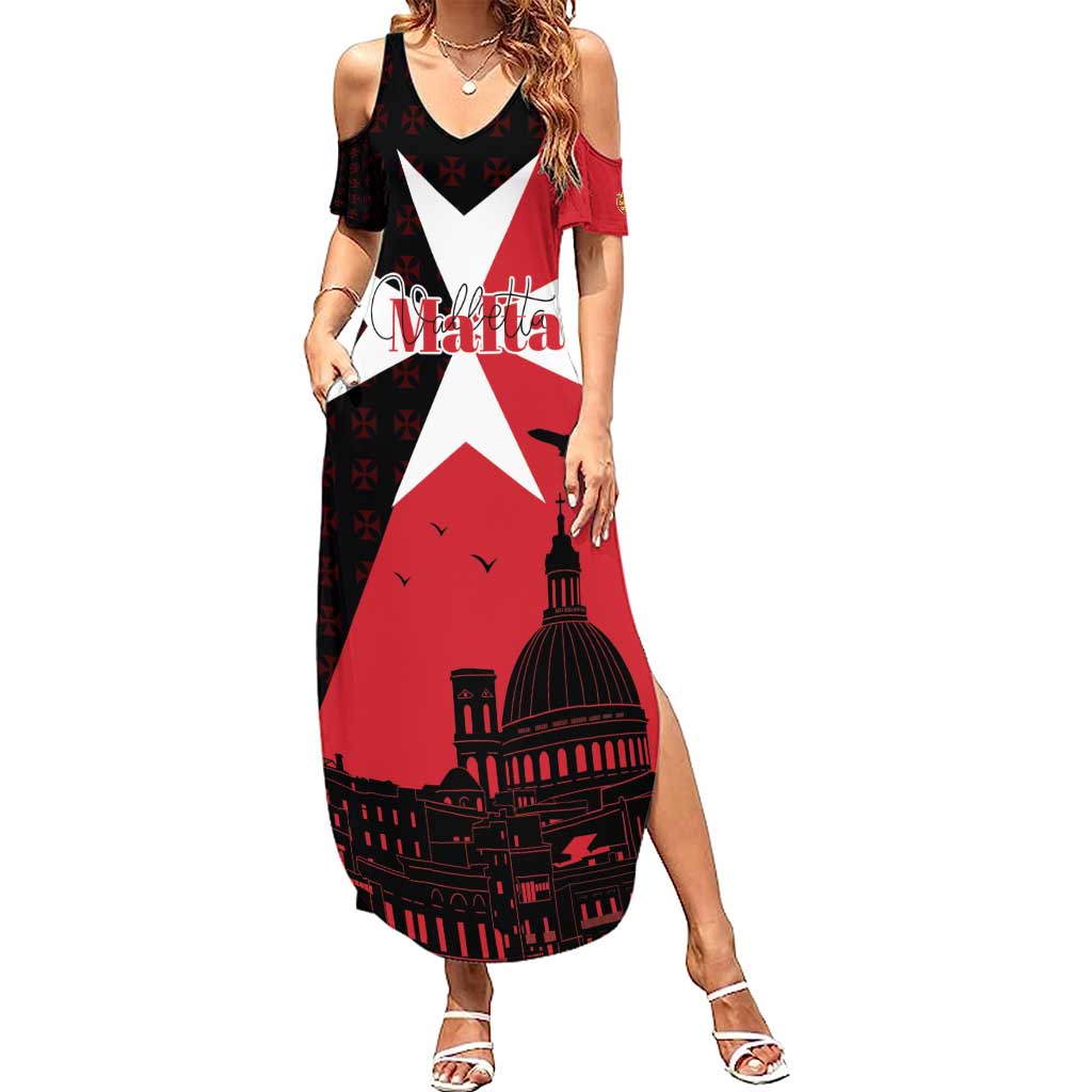 Malta Cross With Valletta Capital Family Matching Summer Maxi Dress and Hawaiian Shirt Scenery in Velletta Capital