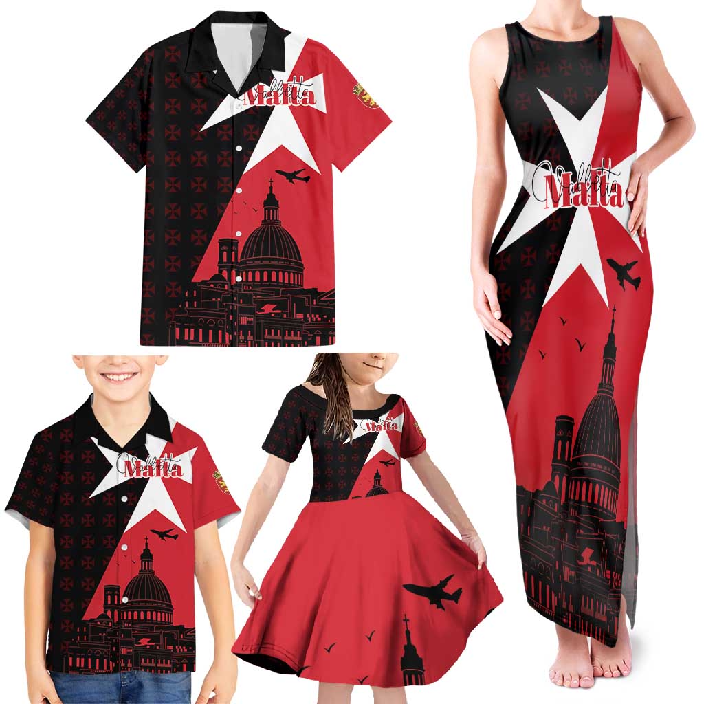Malta Cross With Valletta Capital Family Matching Tank Maxi Dress and Hawaiian Shirt Scenery in Velletta Capital