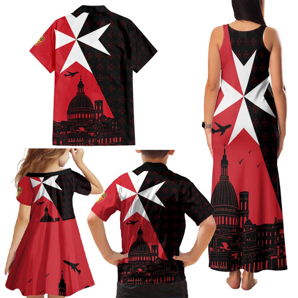 Malta Cross With Valletta Capital Family Matching Tank Maxi Dress and Hawaiian Shirt Scenery in Velletta Capital
