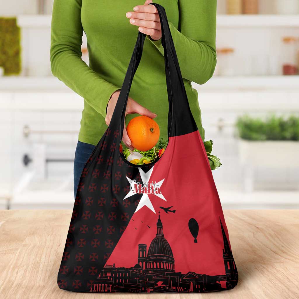 Malta Cross With Valletta Capital Grocery Bag Scenery in Velletta Capital