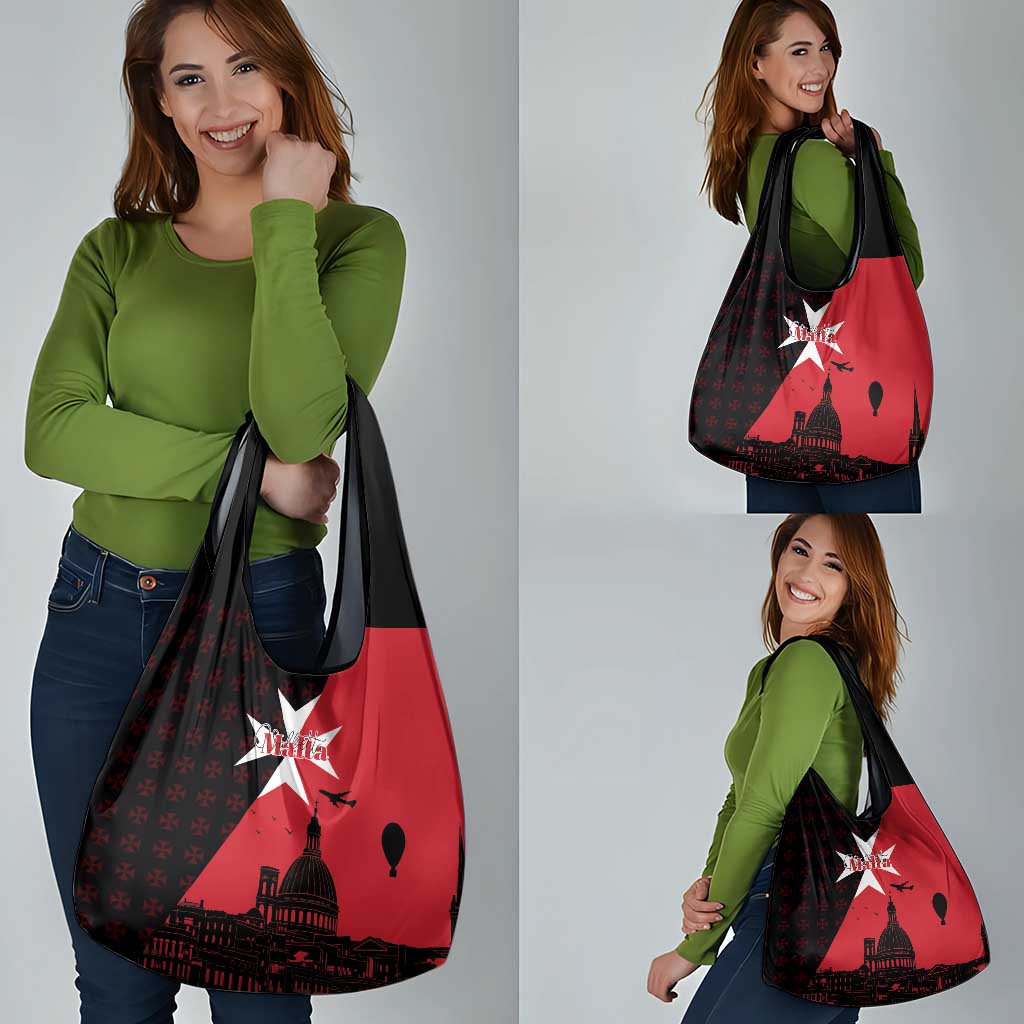 Malta Cross With Valletta Capital Grocery Bag Scenery in Velletta Capital