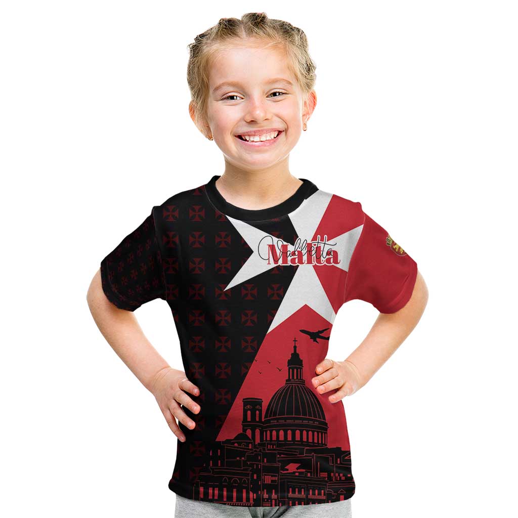 Malta Cross With Valletta Capital Kid T Shirt Scenery in Velletta Capital