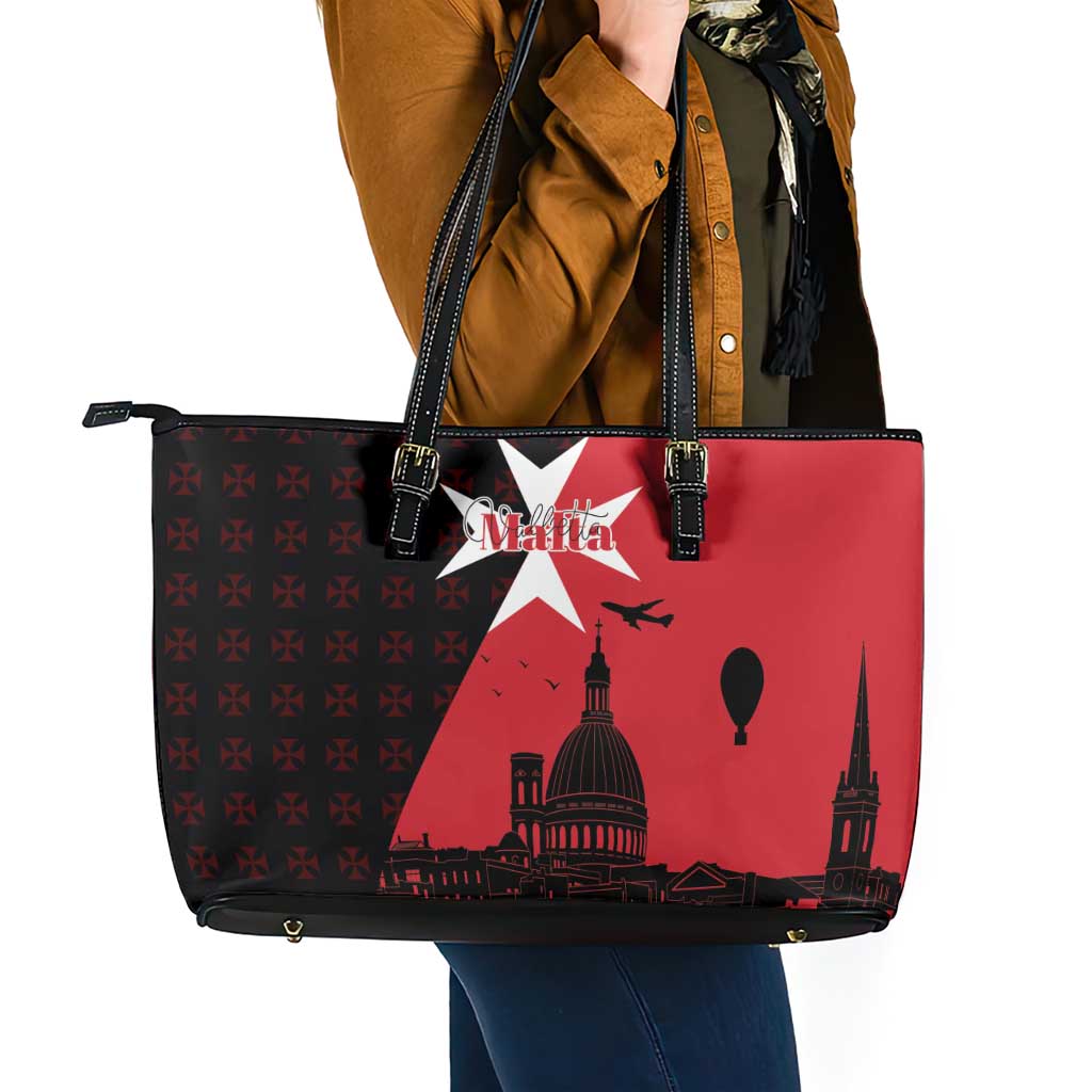 Malta Cross With Valletta Capital Leather Tote Bag Scenery in Velletta Capital