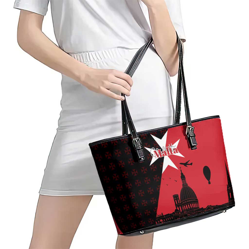 Malta Cross With Valletta Capital Leather Tote Bag Scenery in Velletta Capital