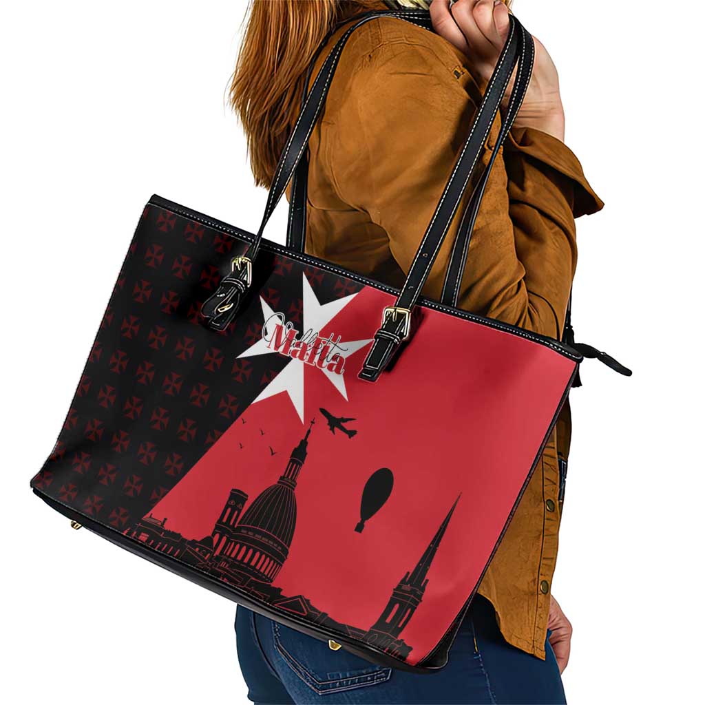 Malta Cross With Valletta Capital Leather Tote Bag Scenery in Velletta Capital