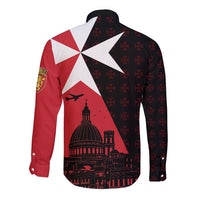 Malta Cross With Valletta Capital Long Sleeve Button Shirt Scenery in Velletta Capital