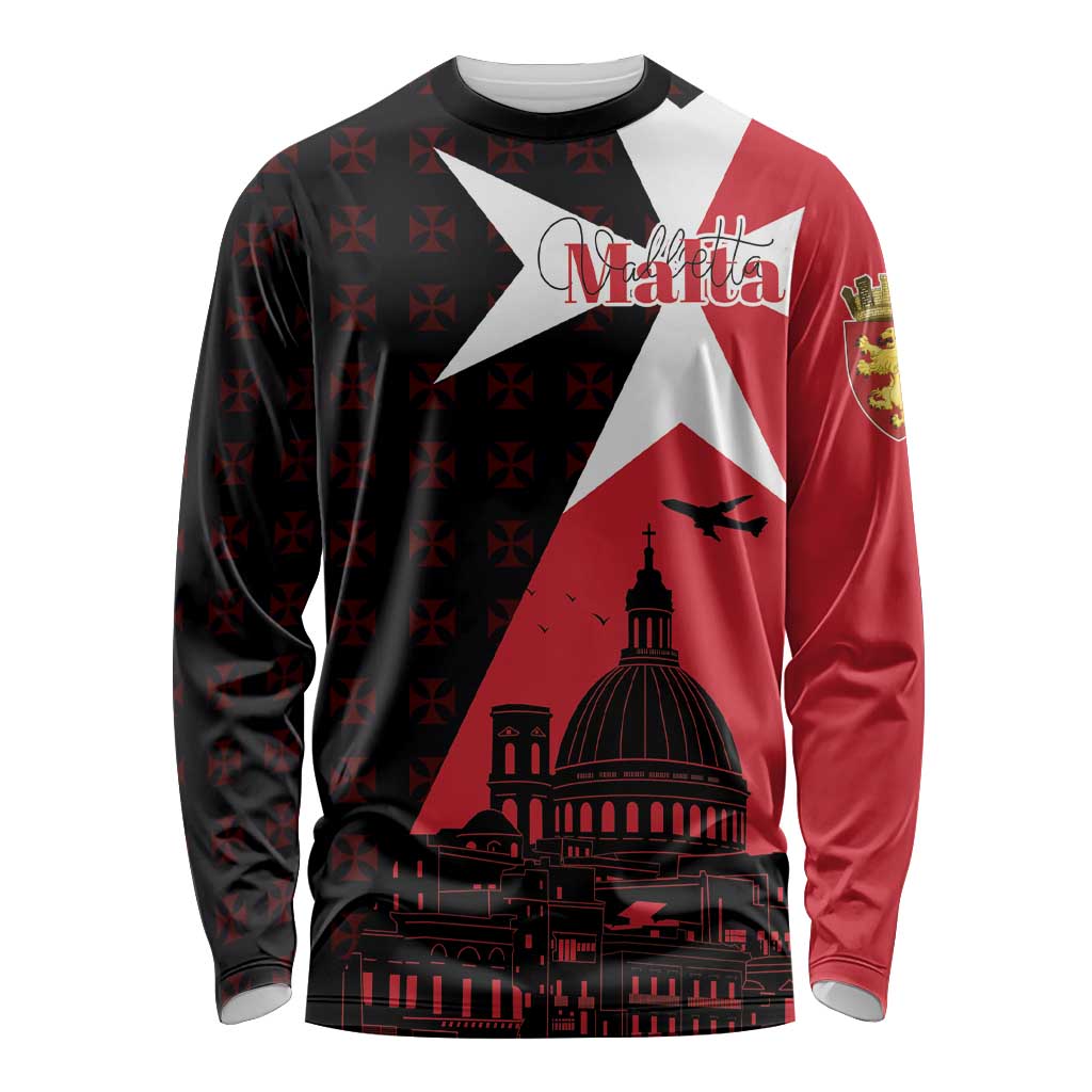 Malta Cross With Valletta Capital Long Sleeve Shirt Scenery in Velletta Capital