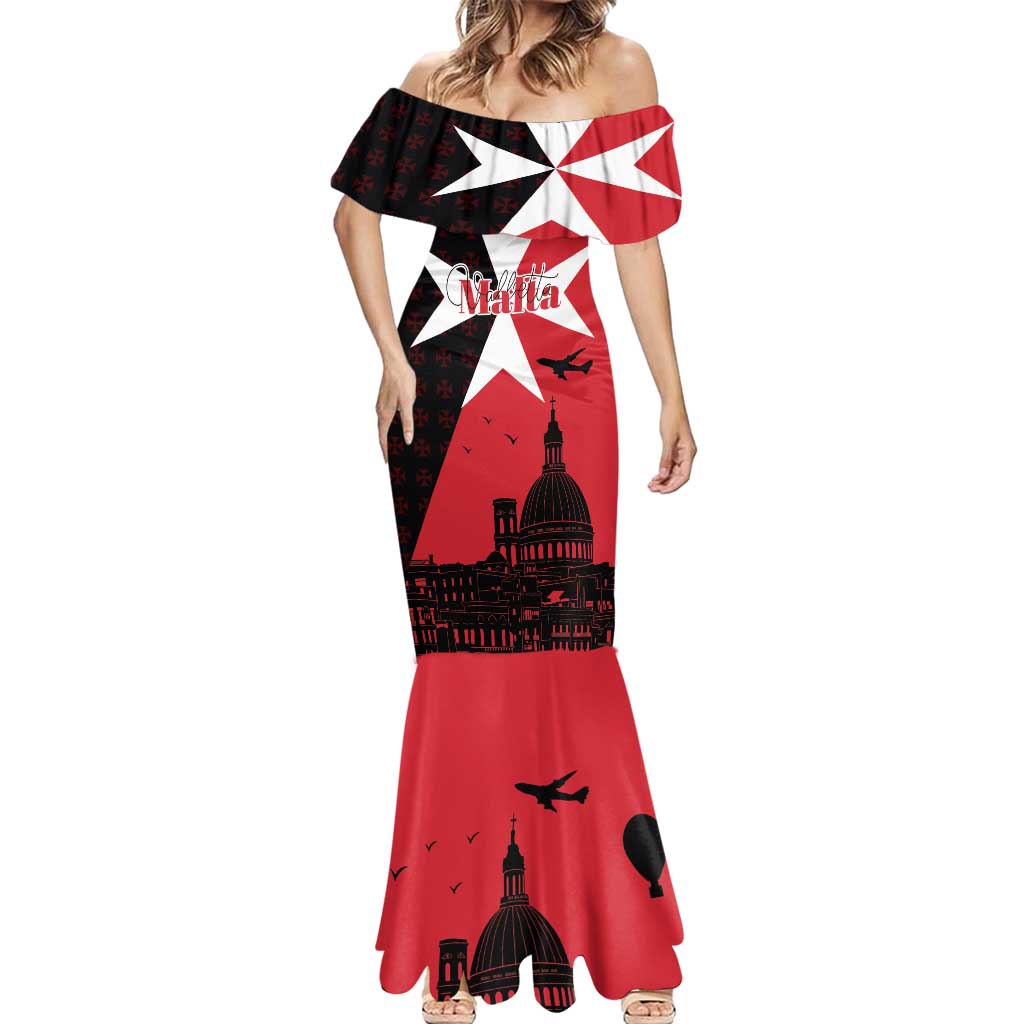 Malta Cross With Valletta Capital Mermaid Dress Scenery in Velletta Capital