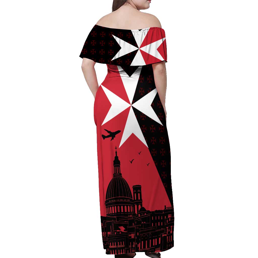 Malta Cross With Valletta Capital Off Shoulder Maxi Dress Scenery in Velletta Capital
