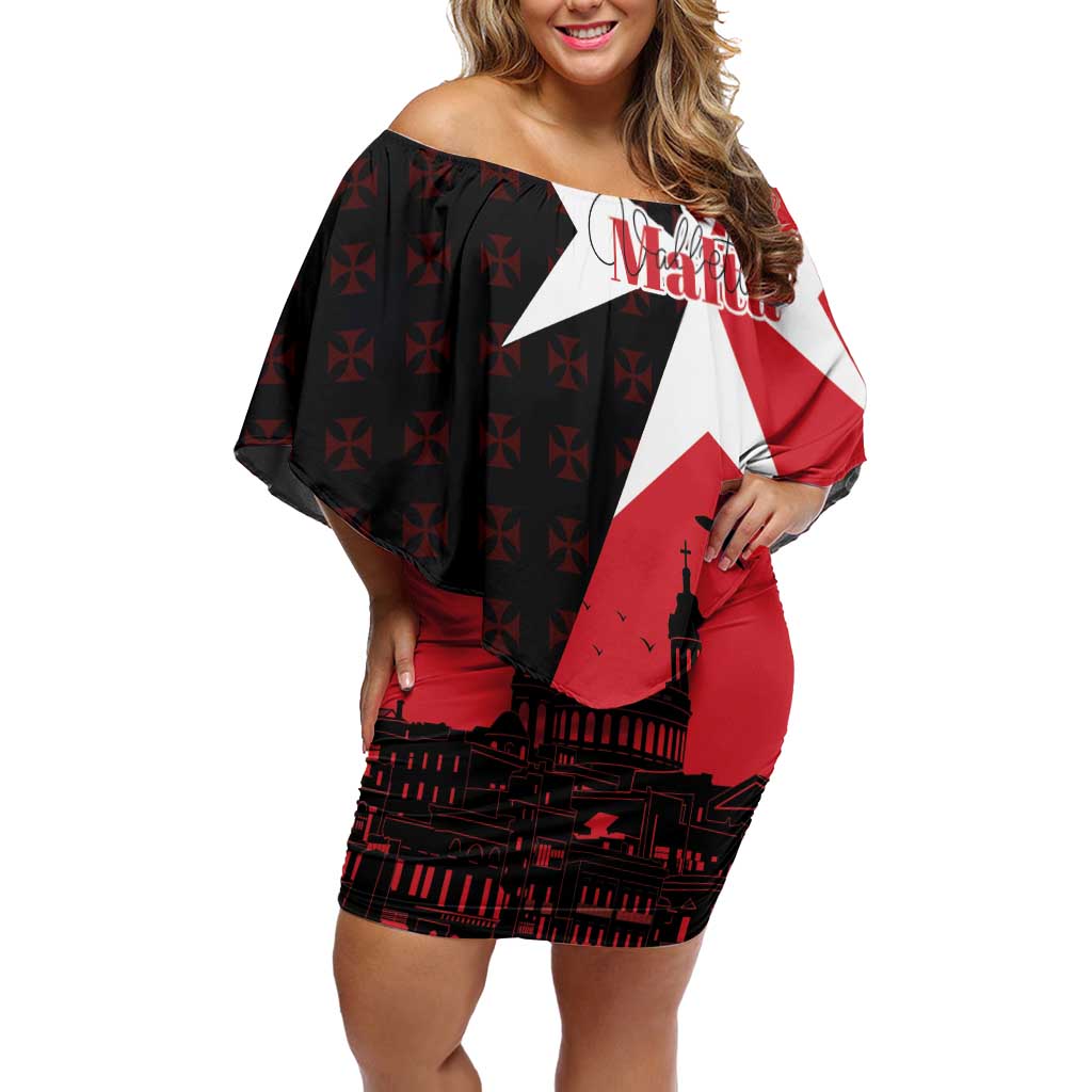 Malta Cross With Valletta Capital Off Shoulder Short Dress Scenery in Velletta Capital