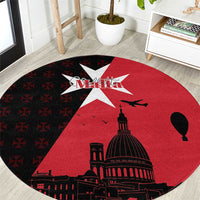 Malta Cross With Valletta Capital Round Carpet Scenery in Velletta Capital
