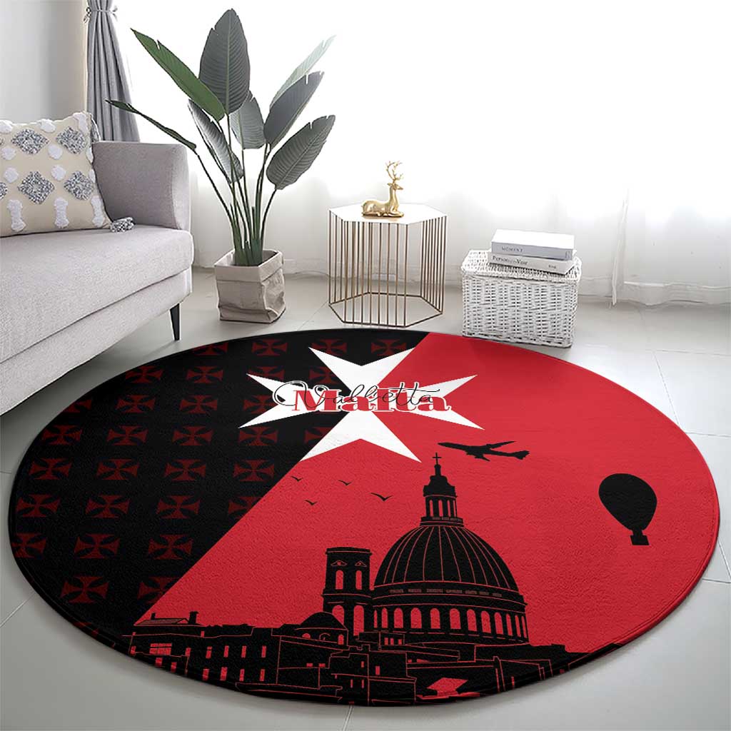 Malta Cross With Valletta Capital Round Carpet Scenery in Velletta Capital