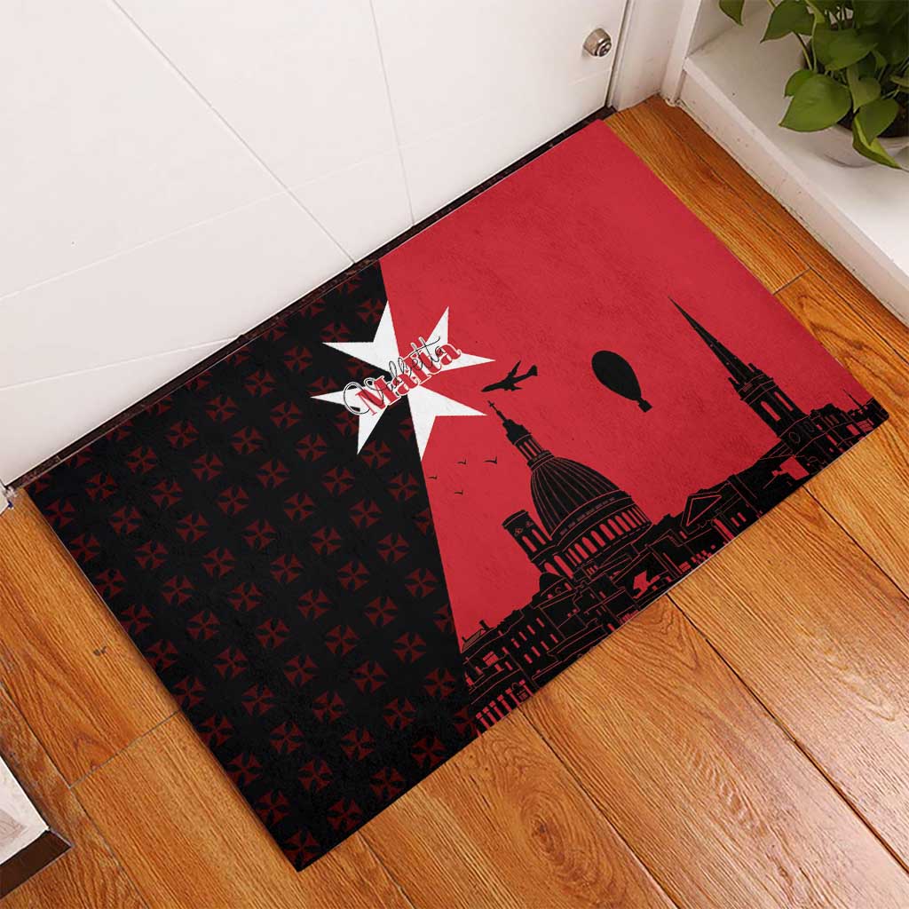 Malta Cross With Valletta Capital Rubber Doormat Scenery in Velletta Capital