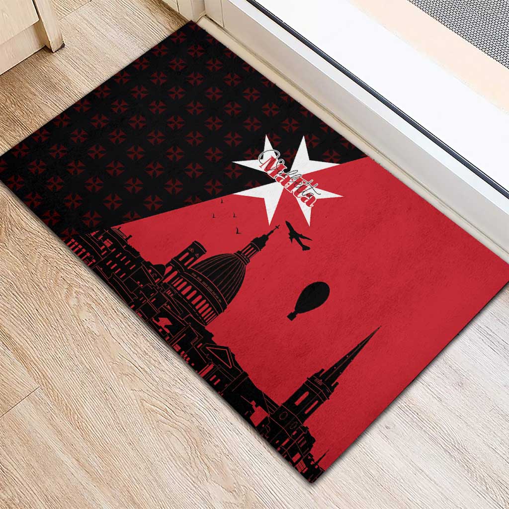 Malta Cross With Valletta Capital Rubber Doormat Scenery in Velletta Capital