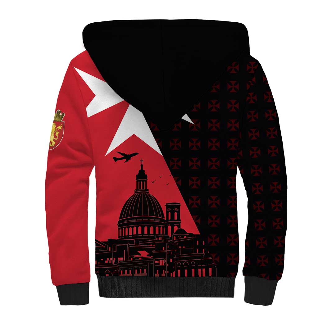 Malta Cross With Valletta Capital Sherpa Hoodie Scenery in Velletta Capital