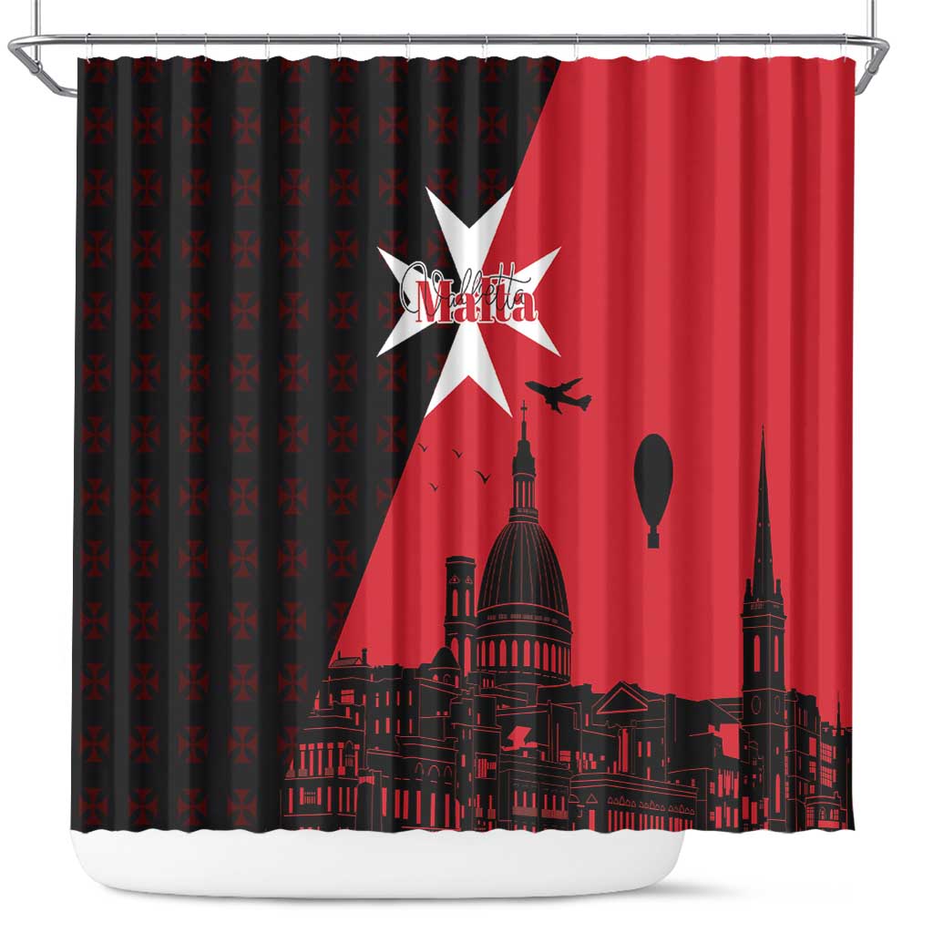 Malta Cross With Valletta Capital Shower Curtain Scenery in Velletta Capital