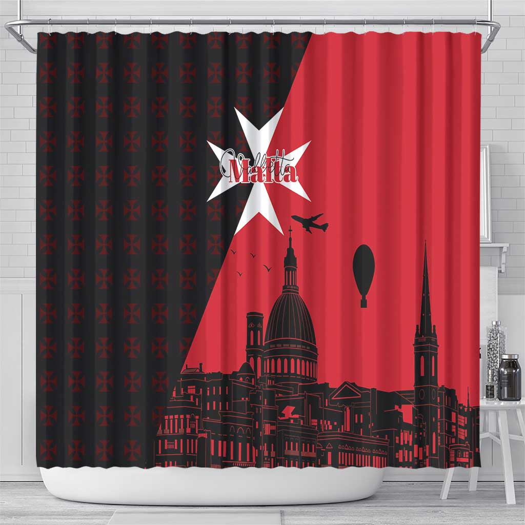 Malta Cross With Valletta Capital Shower Curtain Scenery in Velletta Capital