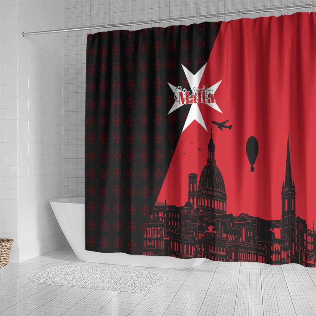Malta Cross With Valletta Capital Shower Curtain Scenery in Velletta Capital