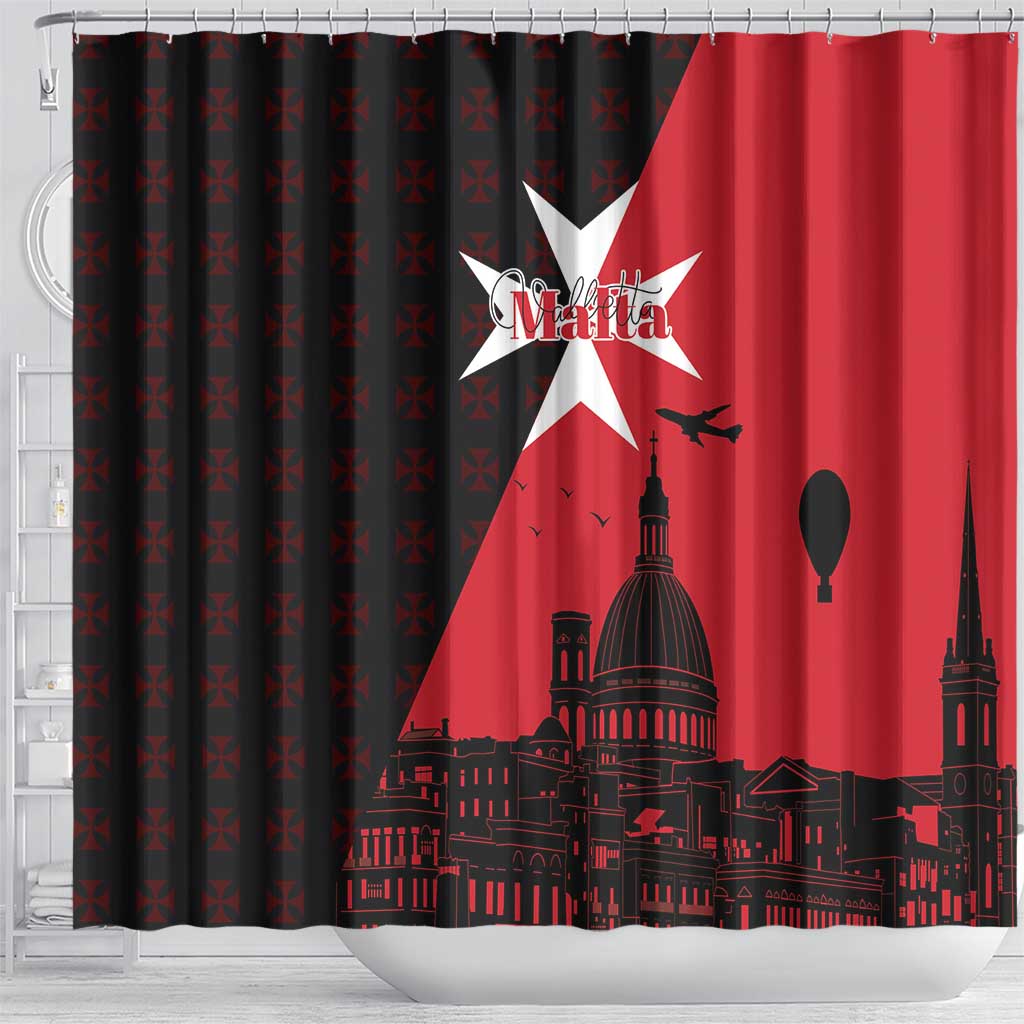 Malta Cross With Valletta Capital Shower Curtain Scenery in Velletta Capital
