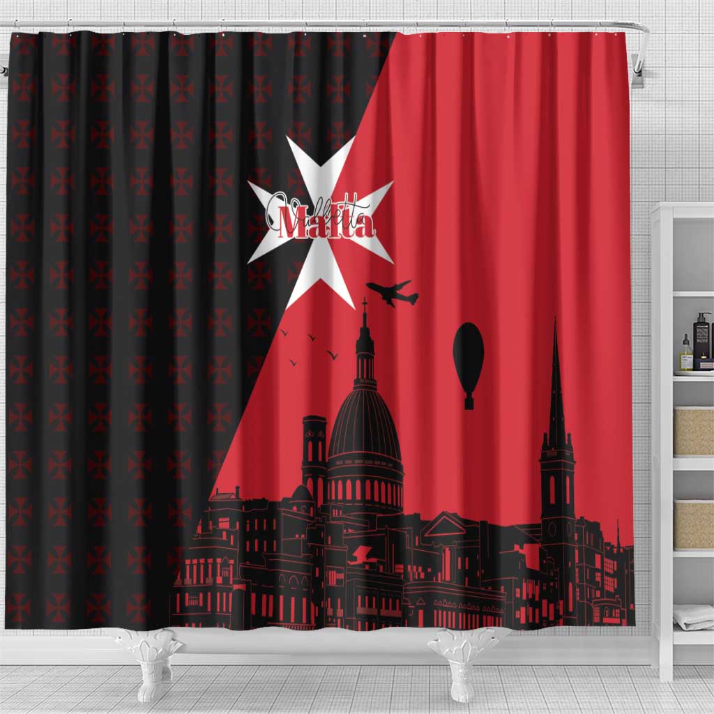 Malta Cross With Valletta Capital Shower Curtain Scenery in Velletta Capital