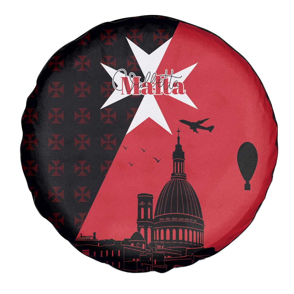 Malta Cross With Valletta Capital Spare Tire Cover Scenery in Velletta Capital
