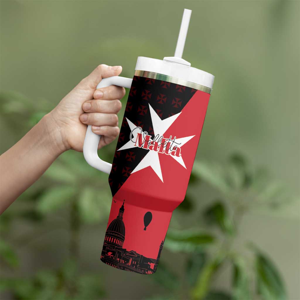 Malta Cross With Valletta Capital Tumbler With Handle Scenery in Velletta Capital