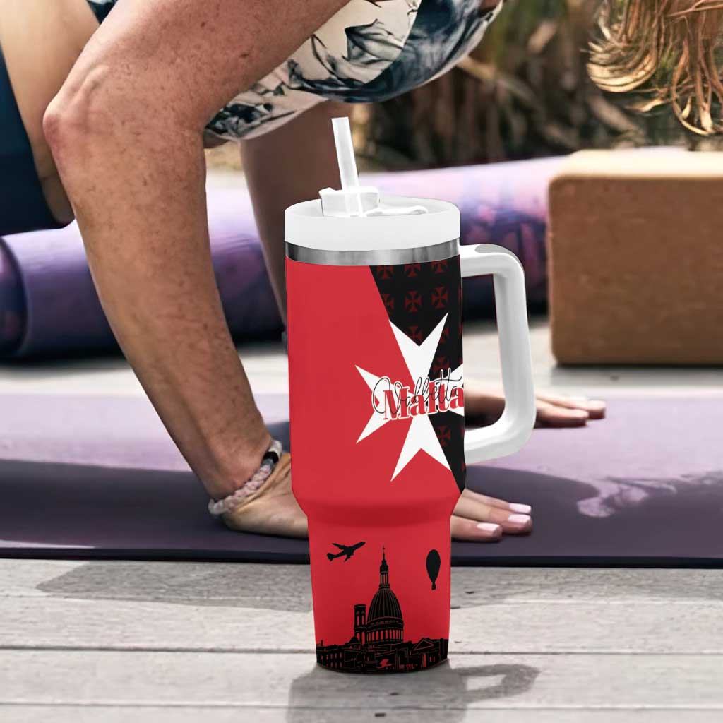 Malta Cross With Valletta Capital Tumbler With Handle Scenery in Velletta Capital