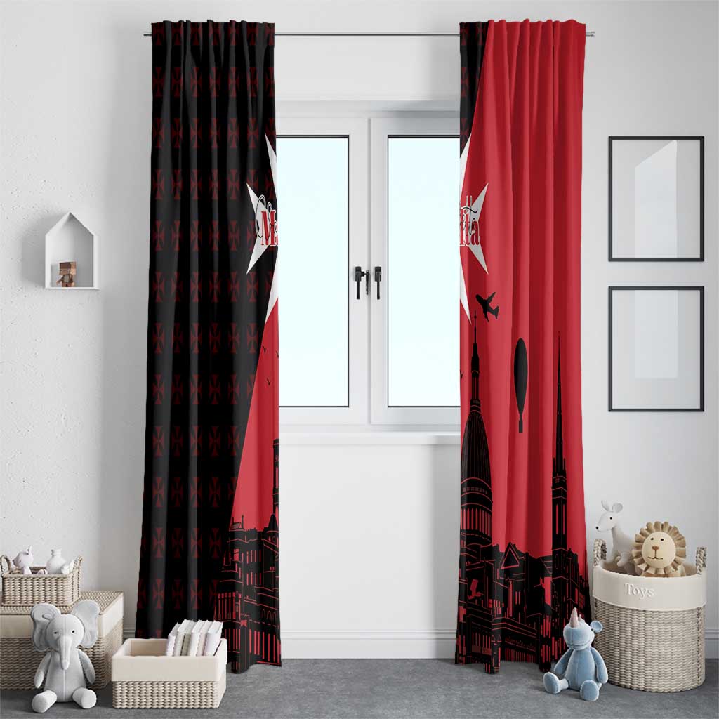 Malta Cross With Valletta Capital Window Curtain Scenery in Velletta Capital