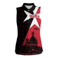 Malta Cross With Valletta Capital Women Sleeveless Polo Shirt Scenery in Velletta Capital