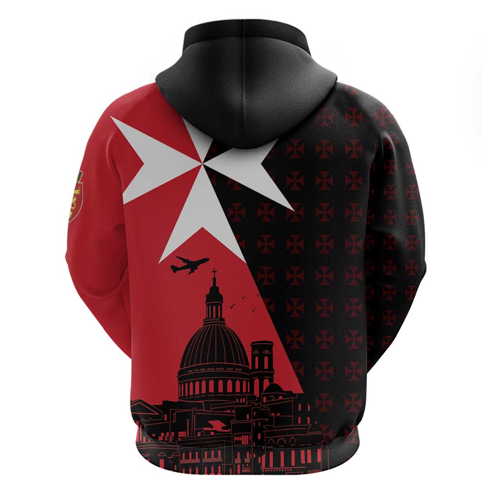 Malta Cross With Valletta Capital Zip Hoodie Scenery in Velletta Capital