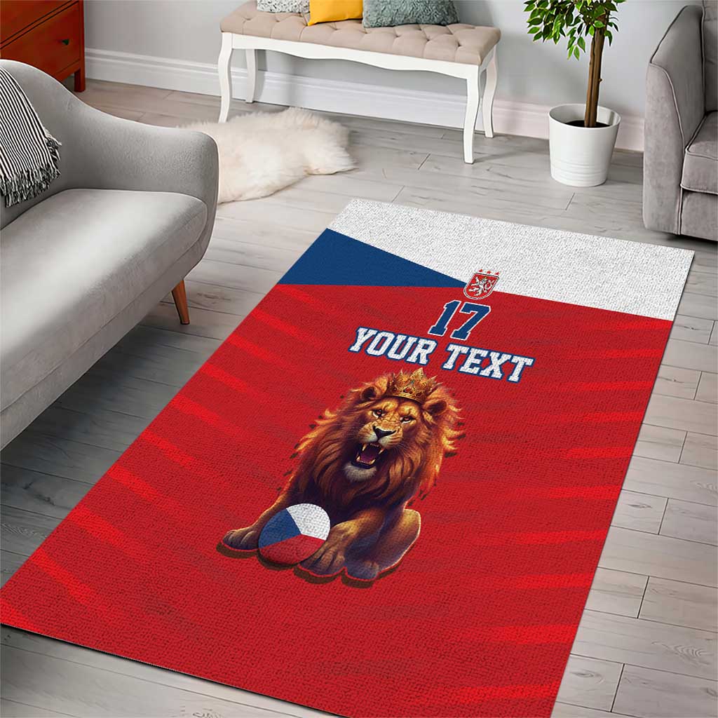 Custom Czech Republic Football Go Champions Area Rug Sporty Style with Lion Mascot