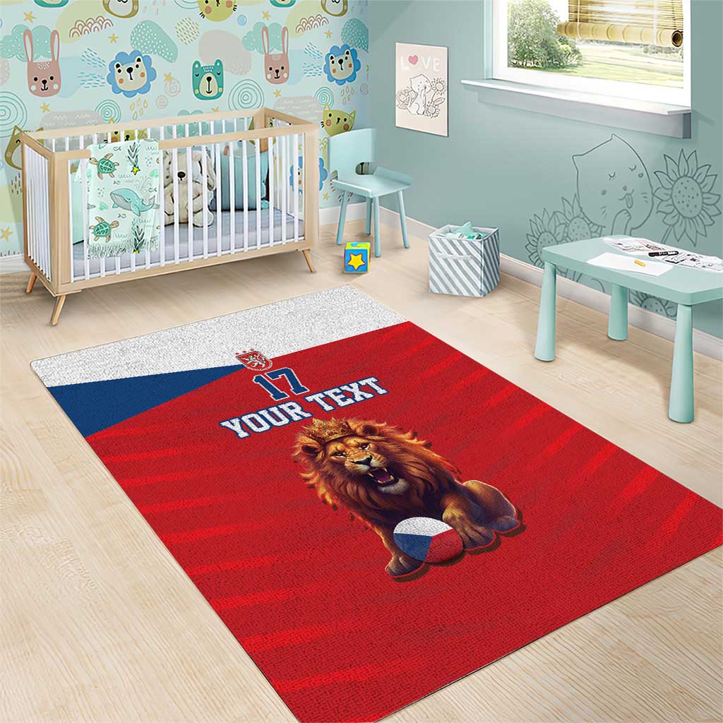 Custom Czech Republic Football Go Champions Area Rug Sporty Style with Lion Mascot