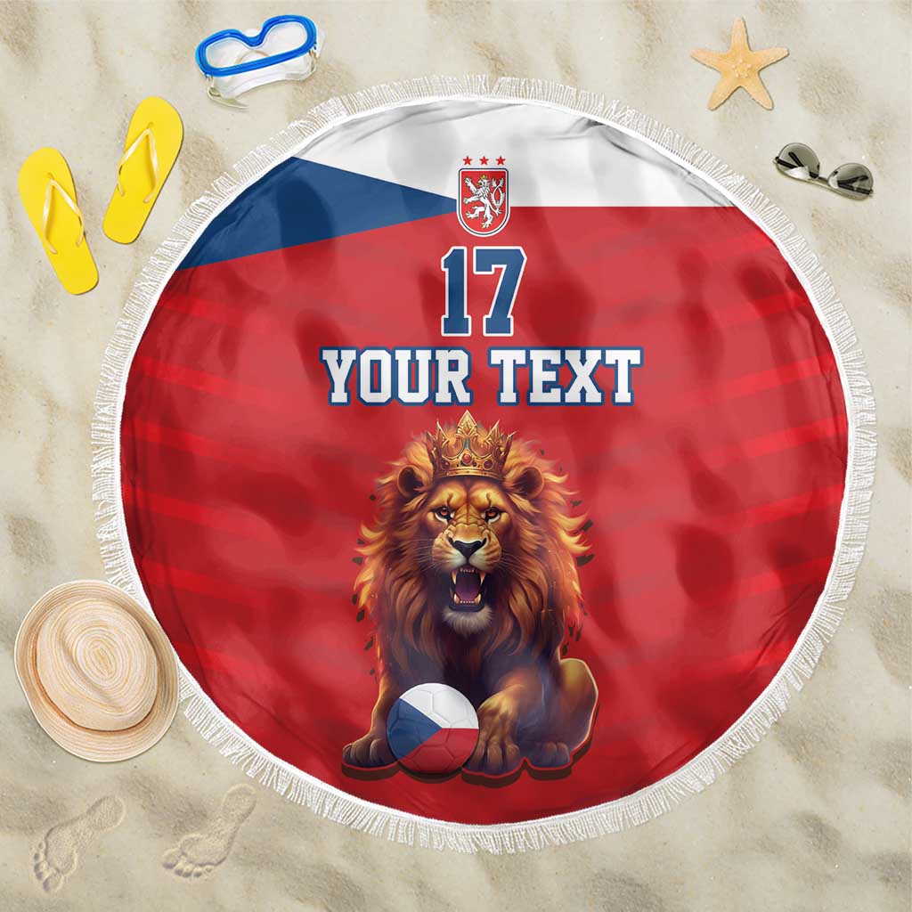 Custom Czech Republic Football Go Champions Beach Blanket Sporty Style with Lion Mascot