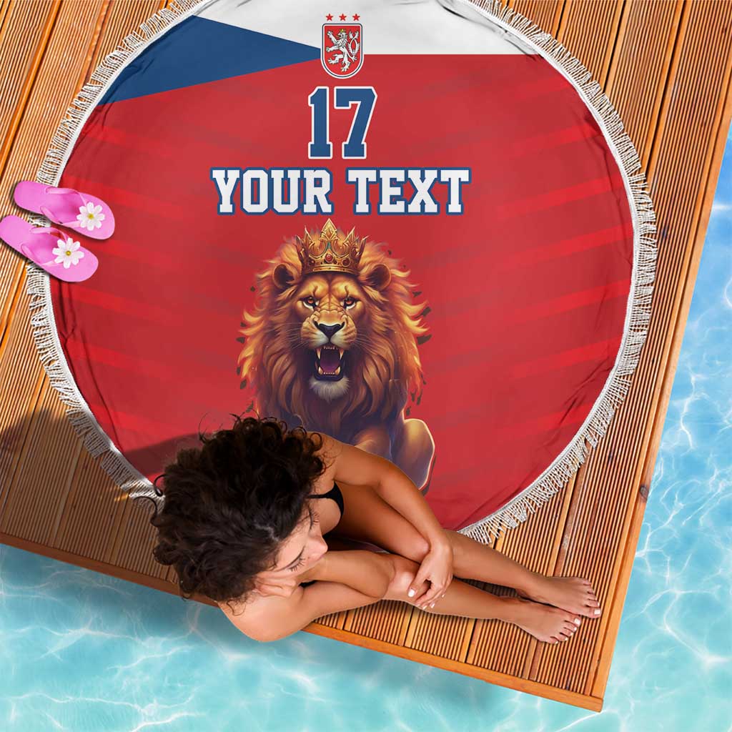 Custom Czech Republic Football Go Champions Beach Blanket Sporty Style with Lion Mascot