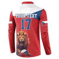 Custom Czech Republic Football Go Champions Button Sweatshirt Sporty Style with Lion Mascot