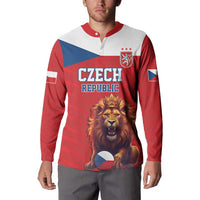 Custom Czech Republic Football Go Champions Button Sweatshirt Sporty Style with Lion Mascot