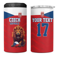 Custom Czech Republic Football Go Champions 4 in 1 Can Cooler Tumbler Sporty Style with Lion Mascot