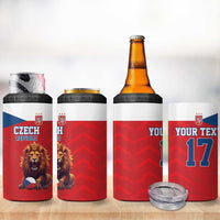 Custom Czech Republic Football Go Champions 4 in 1 Can Cooler Tumbler Sporty Style with Lion Mascot