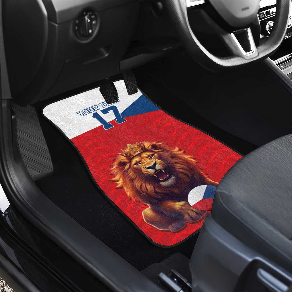 Custom Czech Republic Football Go Champions Car Mats Sporty Style with Lion Mascot