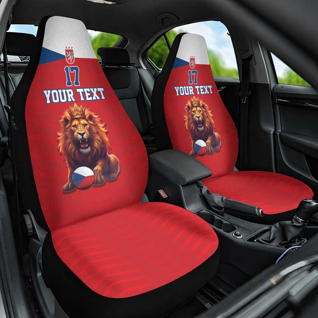 Custom Czech Republic Football Go Champions Car Seat Cover Sporty Style with Lion Mascot