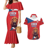 Custom Czech Republic Football Go Champions Couples Matching Mermaid Dress and Hawaiian Shirt Sporty Style with Lion Mascot