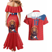 Custom Czech Republic Football Go Champions Couples Matching Mermaid Dress and Hawaiian Shirt Sporty Style with Lion Mascot