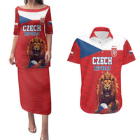 Custom Czech Republic Football Go Champions Couples Matching Puletasi and Hawaiian Shirt Sporty Style with Lion Mascot