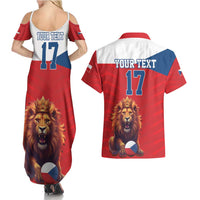 Custom Czech Republic Football Go Champions Couples Matching Summer Maxi Dress and Hawaiian Shirt Sporty Style with Lion Mascot