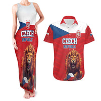 Custom Czech Republic Football Go Champions Couples Matching Tank Maxi Dress and Hawaiian Shirt Sporty Style with Lion Mascot