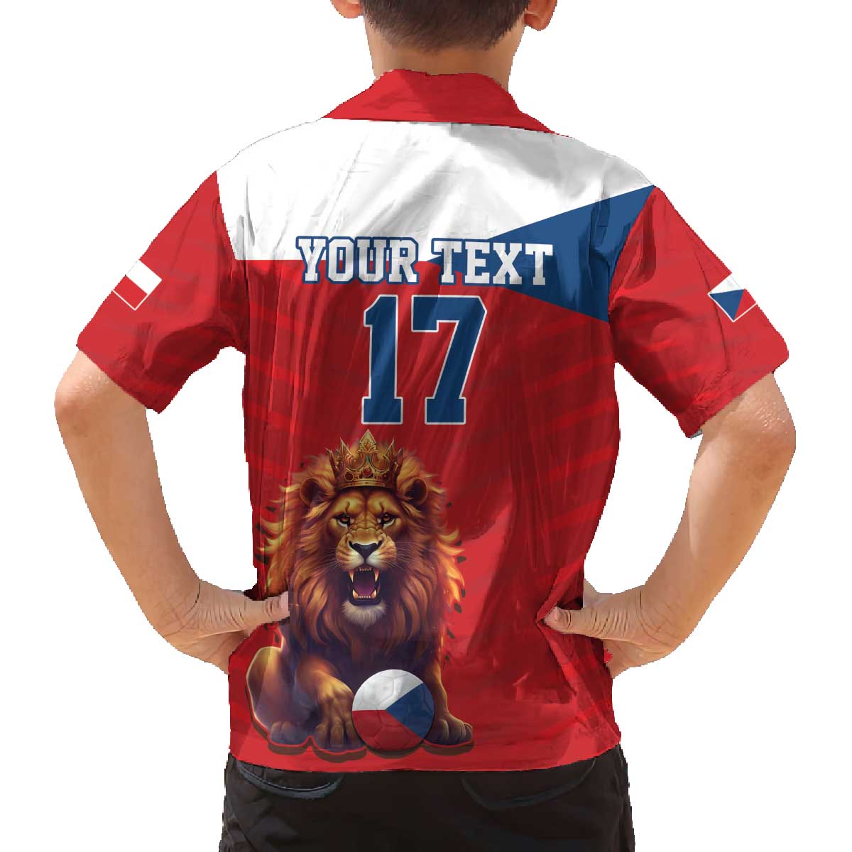 Custom Czech Republic Football Go Champions Family Matching Off The Shoulder Long Sleeve Dress and Hawaiian Shirt Sporty Style with Lion Mascot