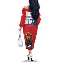 Custom Czech Republic Football Go Champions Family Matching Off The Shoulder Long Sleeve Dress and Hawaiian Shirt Sporty Style with Lion Mascot